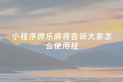 小程序微乐麻将告诉大家怎么使用挂（小程序微乐麻将到底是不是有挂）