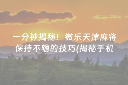 一分钟揭秘！微乐天津麻将保持不输的技巧(揭秘手机上提高胜率)