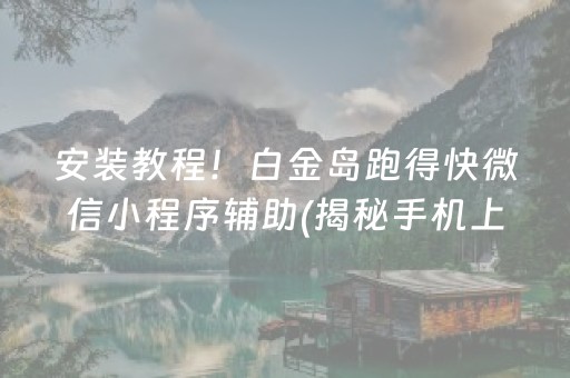 安装教程！白金岛跑得快微信小程序辅助(揭秘手机上胡牌神器)