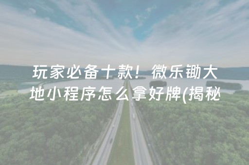 玩家必备十款！微乐锄大地小程序怎么拿好牌(揭秘微信里胡牌神器)