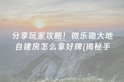 分享玩家攻略！微乐锄大地自建房怎么拿好牌(揭秘手机上胡牌技巧)