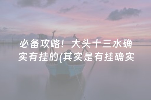 必备攻略！大头十三水确实有挂的(其实是有挂确实有挂)