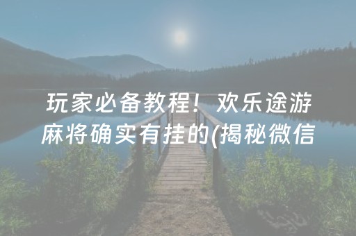 玩家必备教程！欢乐途游麻将确实有挂的(揭秘微信里助赢软件)