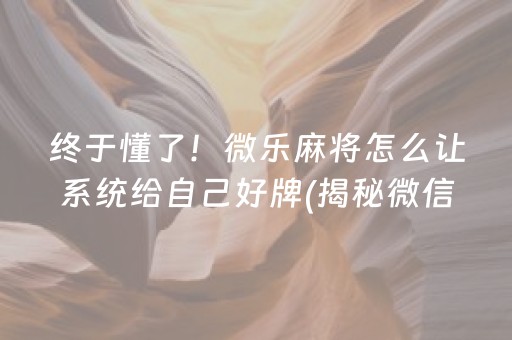 终于懂了！微乐麻将怎么让系统给自己好牌(揭秘微信里专用神器下载)