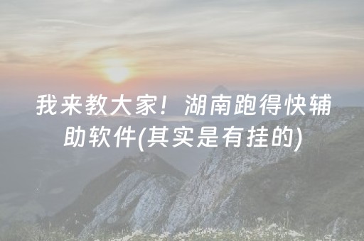 我来教大家！湖南跑得快辅助软件(其实是有挂的)