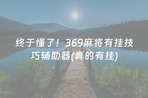 终于懂了！369麻将有挂技巧辅助器(真的有挂)