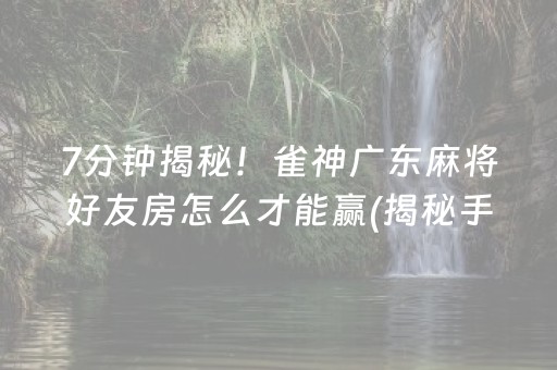 7分钟揭秘！雀神广东麻将好友房怎么才能赢(揭秘手机上如何让牌变好)