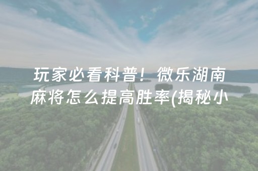 玩家必看科普！微乐湖南麻将怎么提高胜率(揭秘小程序输赢技巧)