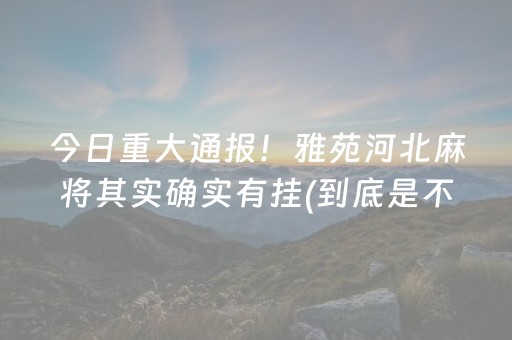 今日重大通报！雅苑河北麻将其实确实有挂(到底是不是有挂)