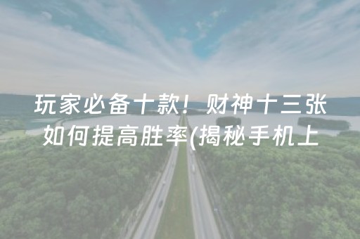 玩家必备十款！财神十三张如何提高胜率(揭秘手机上助攻神器)