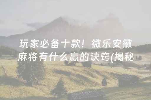 玩家必备十款！微乐安徽麻将有什么赢的诀窍(揭秘微信里赢的诀窍)