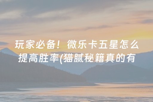 玩家必备！微乐卡五星怎么提高胜率(猫腻秘籍真的有挂)