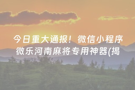 今日重大通报！微信小程序微乐河南麻将专用神器(揭秘手机上如何让牌变好)