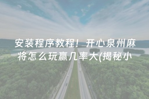 安装程序教程！开心泉州麻将怎么玩赢几率大(揭秘小程序提高胜率)