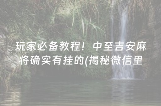 玩家必备教程！中至吉安麻将确实有挂的(揭秘微信里输赢技巧)