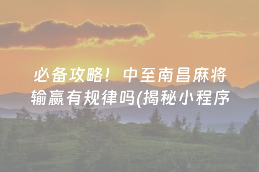 必备攻略！中至南昌麻将输赢有规律吗(揭秘小程序插件免费)