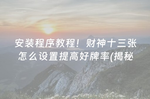 安装程序教程！财神十三张怎么设置提高好牌率(揭秘手机上助赢神器购买)