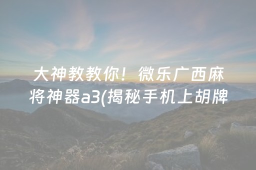 大神教教你！微乐广西麻将神器a3(揭秘手机上胡牌技巧)