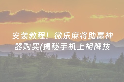 安装教程！微乐麻将助赢神器购买(揭秘手机上胡牌技巧)