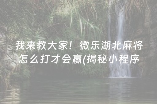 我来教大家！微乐湖北麻将怎么打才会赢(揭秘小程序助赢神器)