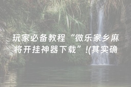 玩家必备教程“微乐家乡麻将开挂神器下载”!(其实确实有挂)-抖音