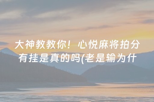 大神教教你！心悦麻将拍分有挂是真的吗(老是输为什么)