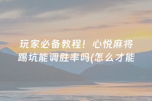 玩家必备教程！心悦麻将踢坑能调胜率吗(怎么才能调胜率)