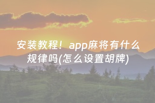 安装教程！app麻将有什么规律吗(怎么设置胡牌)