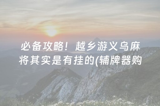 必备攻略！越乡游义乌麻将其实是有挂的(辅牌器购买)