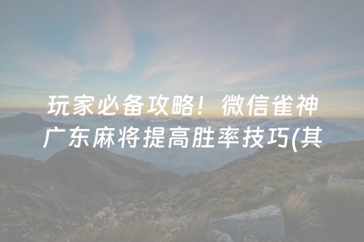 玩家必备攻略！微信雀神广东麻将提高胜率技巧(其实真的确实有挂)