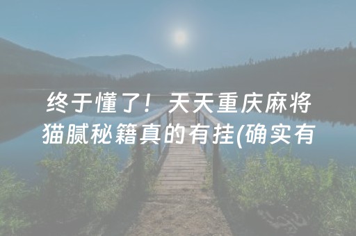 终于懂了！天天重庆麻将猫腻秘籍真的有挂(确实有挂吗)