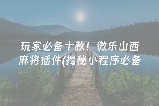 玩家必备十款！微乐山西麻将插件(揭秘小程序必备神器)