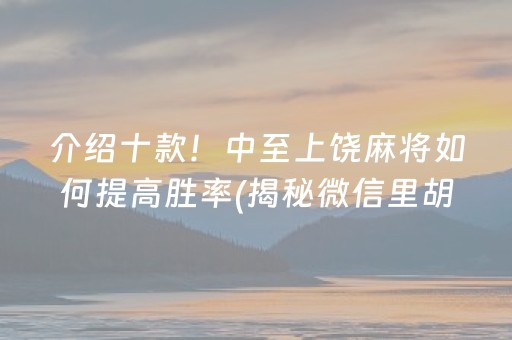 介绍十款！中至上饶麻将如何提高胜率(揭秘微信里胡牌技巧)