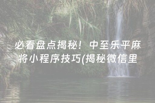 必看盘点揭秘！中至乐平麻将小程序技巧(揭秘微信里插件下载)