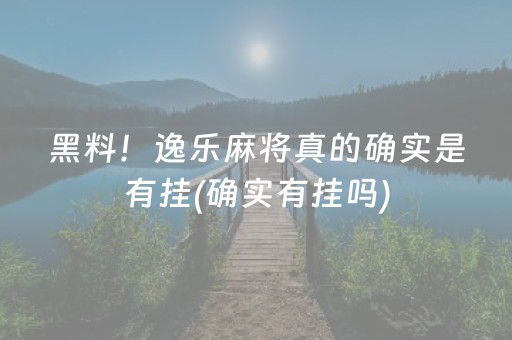 黑料！逸乐麻将真的确实是有挂(确实有挂吗)