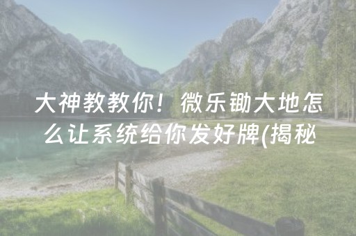 大神教教你！微乐锄大地怎么让系统给你发好牌(揭秘微信里专用神器)