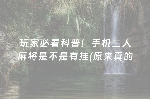 玩家必看科普！手机二人麻将是不是有挂(原来真的有挂)