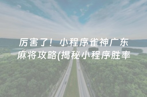 厉害了！小程序雀神广东麻将攻略(揭秘小程序胜率到哪调)