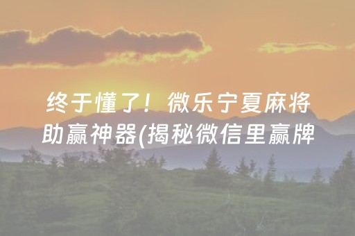 终于懂了！微乐宁夏麻将助赢神器(揭秘微信里赢牌的技巧)