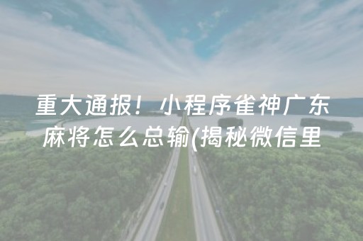 重大通报！小程序雀神广东麻将怎么总输(揭秘微信里助手软件)