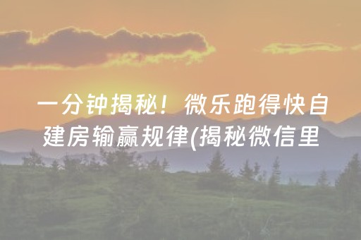 一分钟揭秘！微乐跑得快自建房输赢规律(揭秘微信里如何让牌变好)