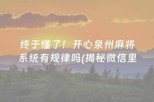 终于懂了！开心泉州麻将系统有规律吗(揭秘微信里辅牌器)