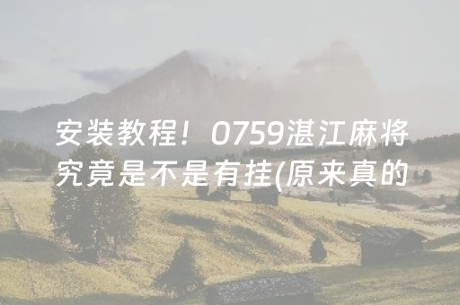 安装教程！0759湛江麻将究竟是不是有挂(原来真的有挂)