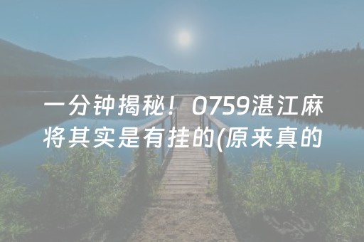 一分钟揭秘！0759湛江麻将其实是有挂的(原来真的有挂)