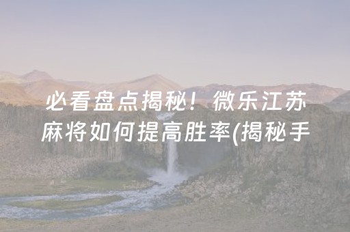 必看盘点揭秘！微乐江苏麻将如何提高胜率(揭秘手机上插件购买)