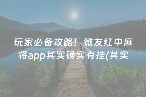 玩家必备攻略！微友红中麻将app其实确实有挂(其实确实有挂)