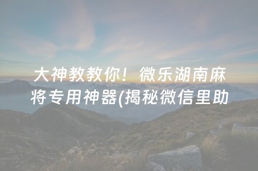 大神教教你！微乐湖南麻将专用神器(揭秘微信里助赢神器)