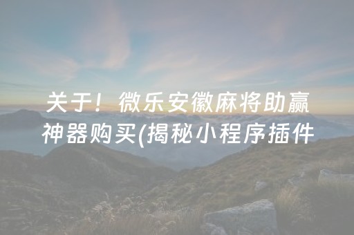 关于！微乐安徽麻将助赢神器购买(揭秘小程序插件下载)