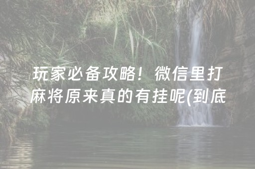 玩家必备攻略！微信里打麻将原来真的有挂呢(到底是不是有挂)