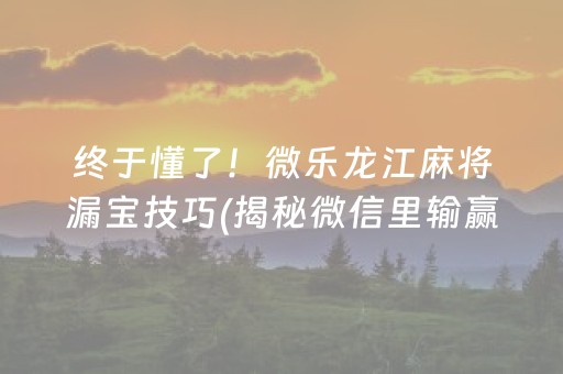 终于懂了！微乐龙江麻将漏宝技巧(揭秘微信里输赢规律)